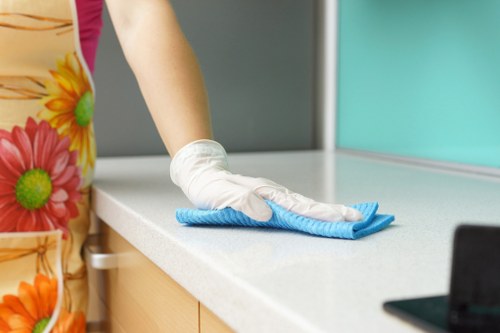 Close-up of fabric sofa cleaning for Knightsbridge interiors