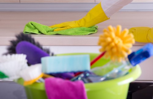 Expert carpet cleaners assessing carpet condition in Knightsbridge